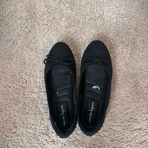 Nanette Lepore Black Knit Bow Ballet Flats